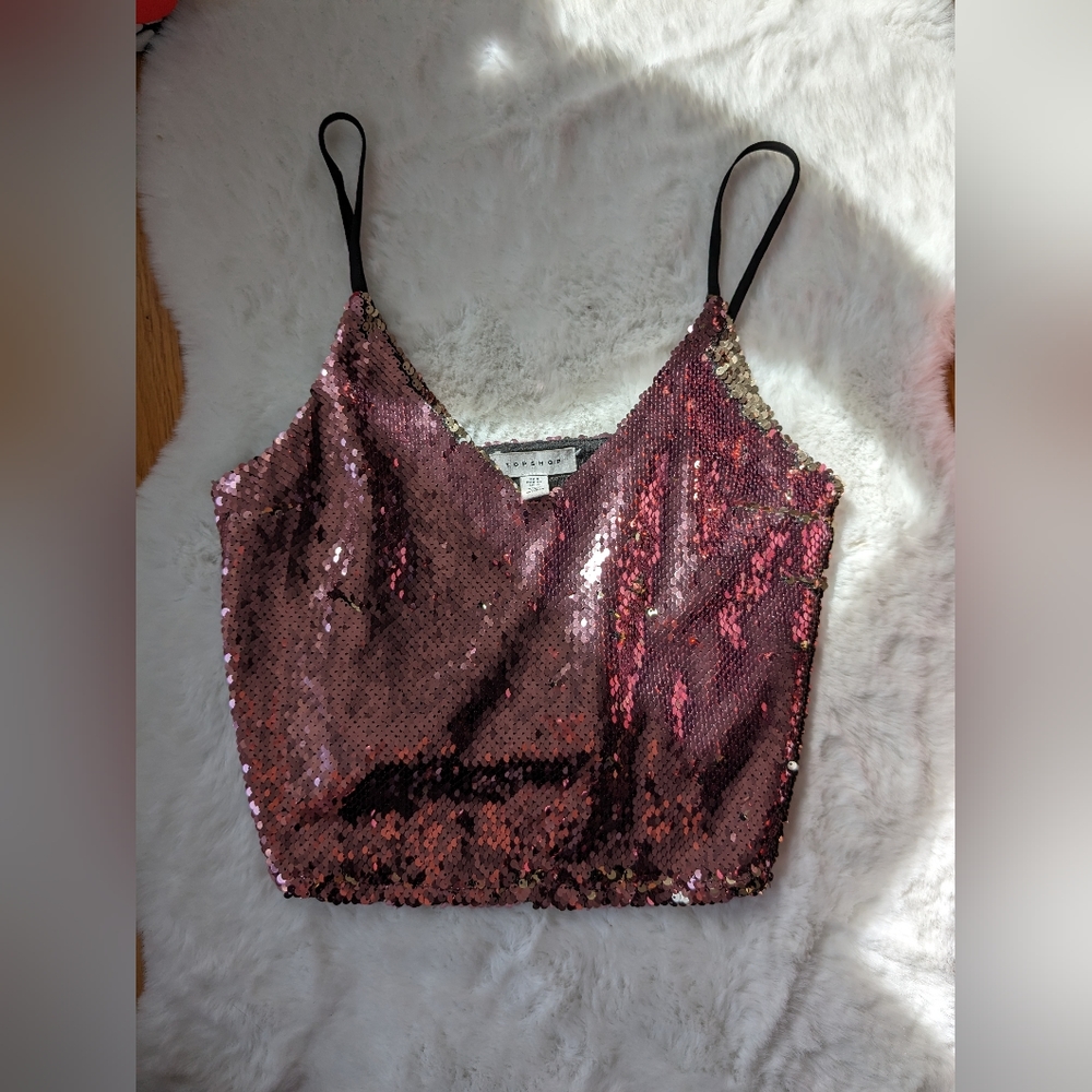 Topshop reverse sequin crop top. NWOT size 4